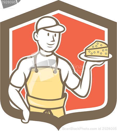 Image of Cheesemaker Holding Parmesan Cheese Cartoon