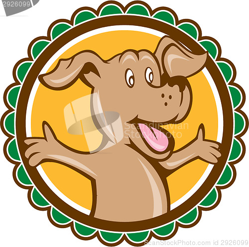 Image of Dog Arms Out Rosette Cartoon