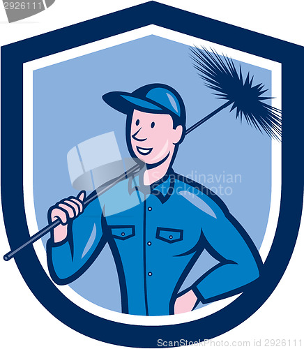 Image of Chimney Sweep Worker Shield Cartoon