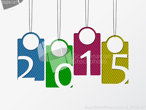 Image of Hanging color stirped labels showing 2015