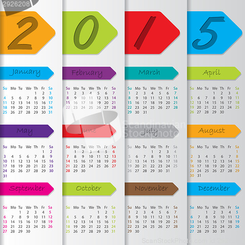 Image of Arrow ribbon calendar for the year 2015
