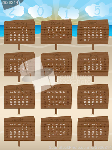 Image of 2015 calendar design with wooden signs