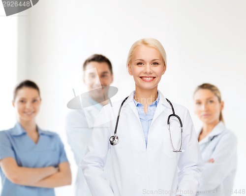 Image of smiling female doctor with stethoscope