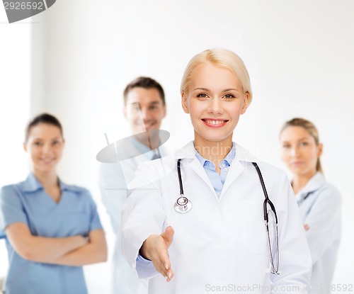 Image of smiling female doctor with stethoscope