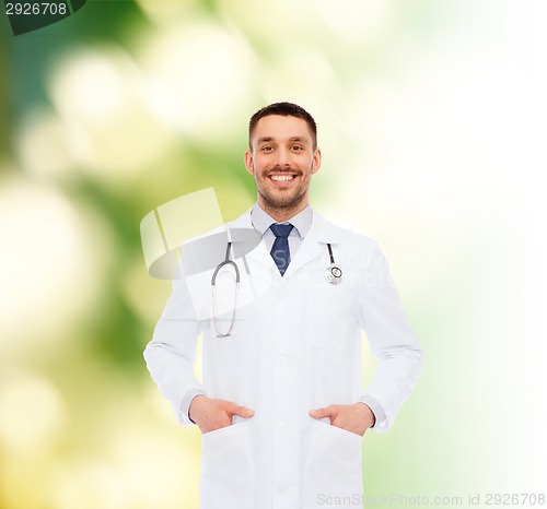 Image of smiling male doctor with stethoscope