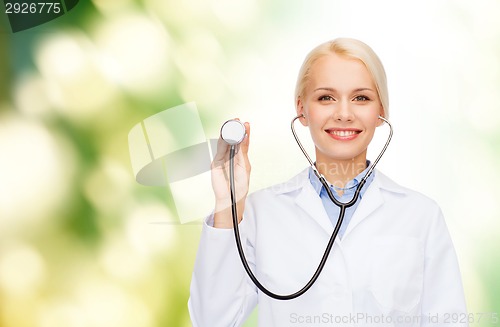 Image of smiling female doctor with stethoscope