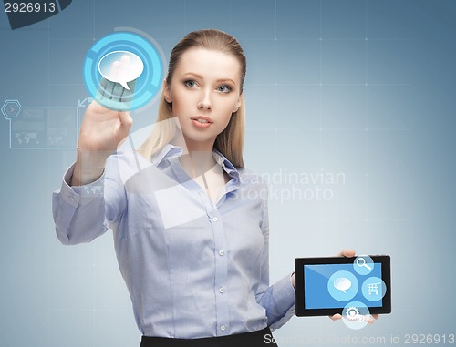 Image of woman working with tablet pc