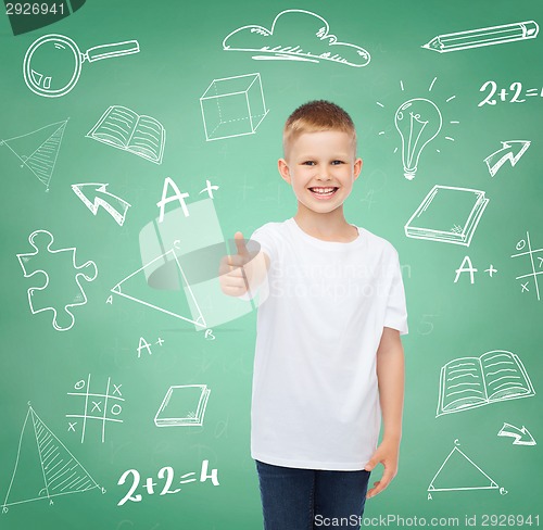 Image of little boy in white t-shirt