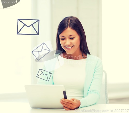 Image of businesswoman or student with tablet pc