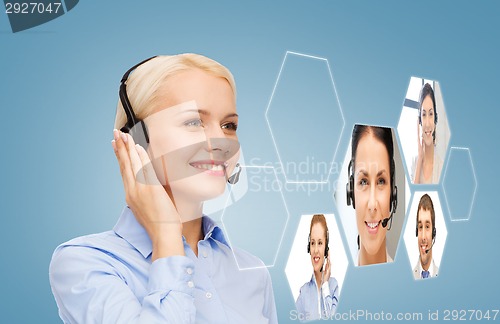 Image of smiling woman helpline operator