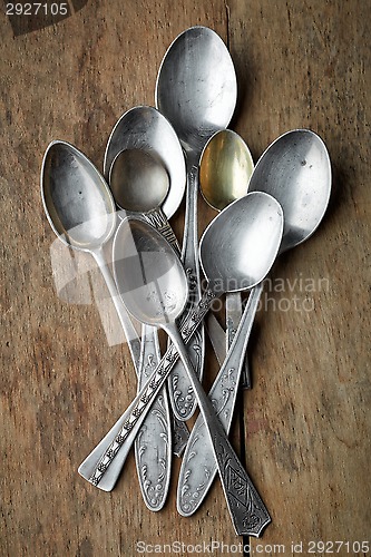 Image of old silver teaspoons
