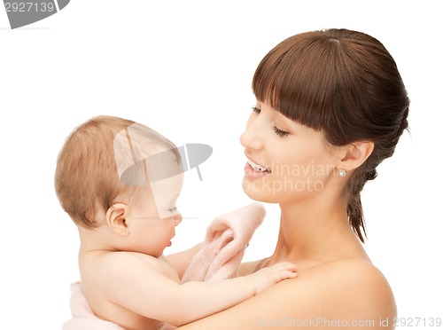 Image of happy mother with baby