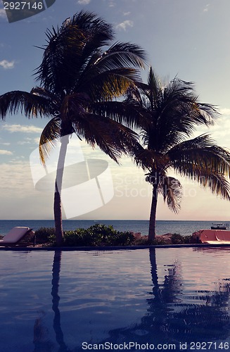 Image of swimming pool on tropical beach