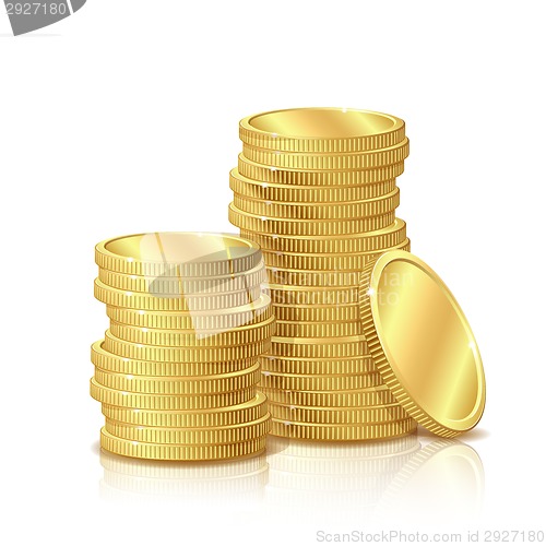 Image of Stack of Gold Coins, isolated on white background