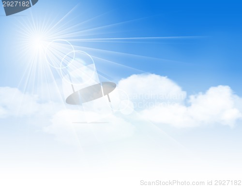 Image of Blue sky with clouds and sun.