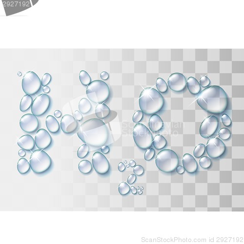 Image of Transparent water drops H2O shape.