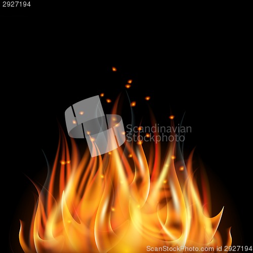 Image of Fire on dark background.