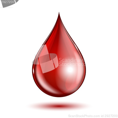 Image of Blood drop isolated on white background.