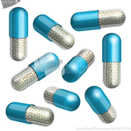 Image of Medical blue capsule with granules