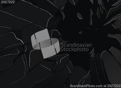 Image of Destructed or Shattered glass pieces on black