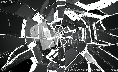 Image of Many pieces of Deflated and shattered glass 