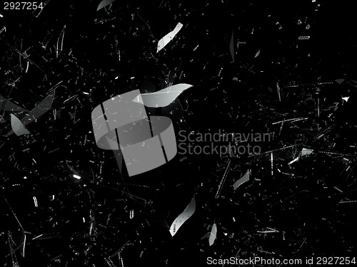 Image of Pieces of demolished glass on black
