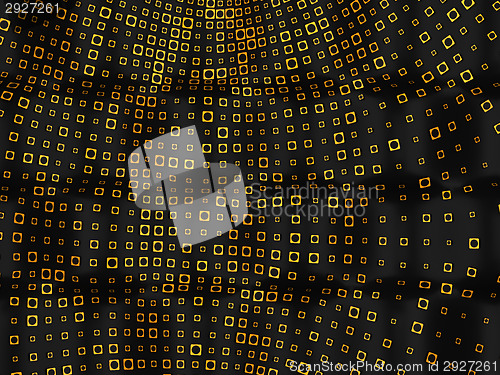 Image of Circles in golden rectabgles pattern with bumps on black