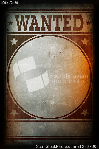Image of Wanted poster printed on a grunge wall