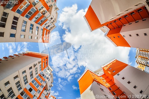 Image of fisheye shot of new resitential buildings