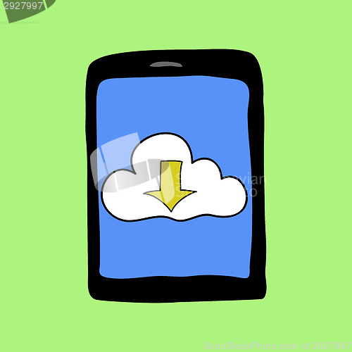 Image of Doodle style tablet with cloud