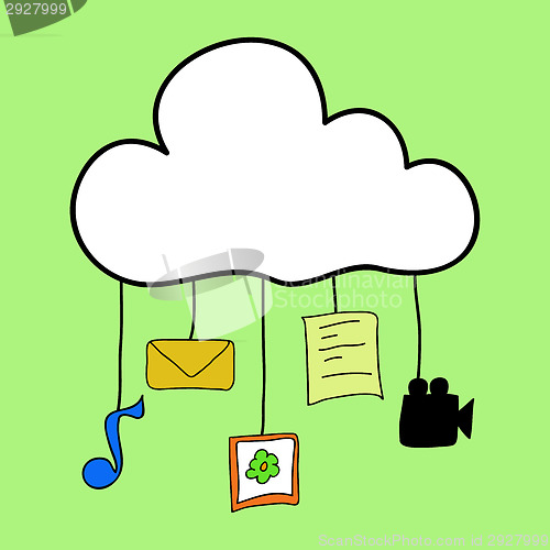 Image of Cloud computing in doodle style