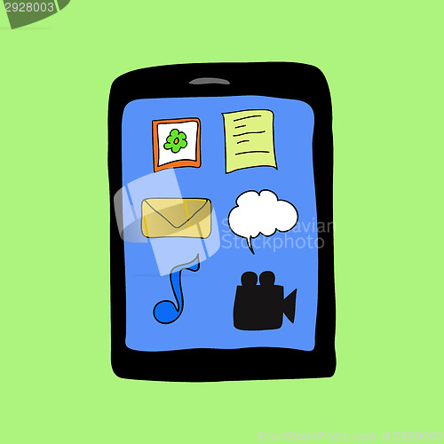 Image of Doodle style pad with applications icons