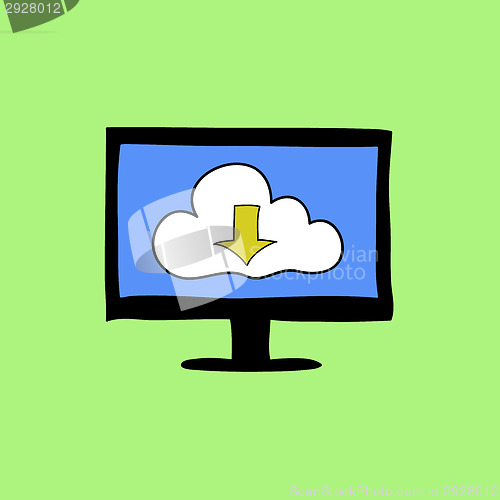 Image of Cloud computing sign in doodle style