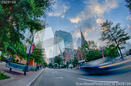 Image of morning city skyline and streets in charlotte nc