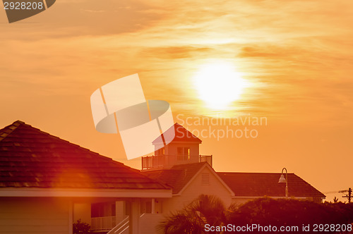 Image of buildings silhouettes at sunrise on cape hatteras natinal seasho