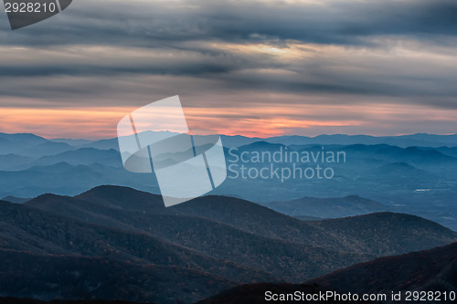 Image of Blue Ridge Parkway National Park Sunset Scenic Mountains 