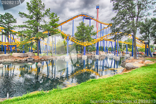 Image of rollercoaster rides at an amusement park