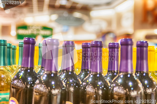 Image of Bottles of wine shot with limited depth of field