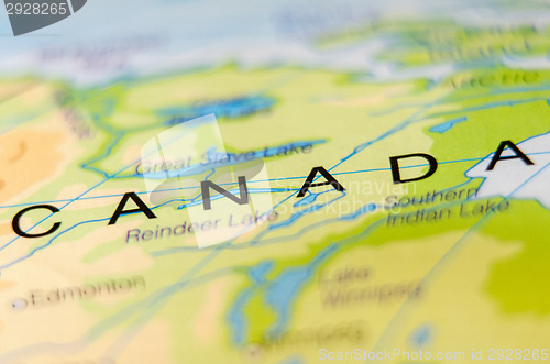 Image of canada country on map