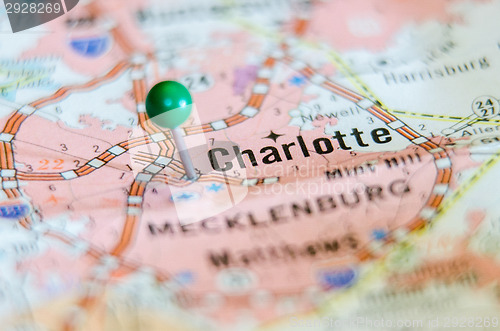 Image of charlotte qc city pin on the map