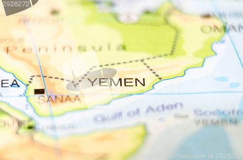 Image of yemen country on map