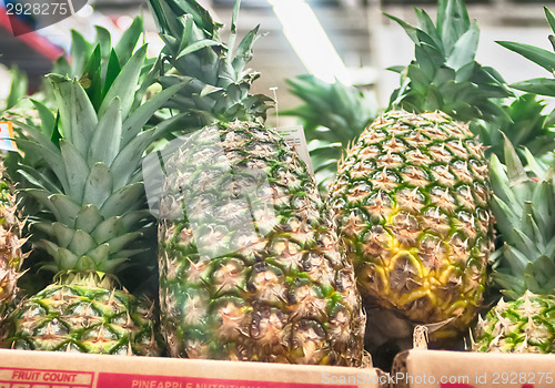 Image of pineapples sticking out of a box 