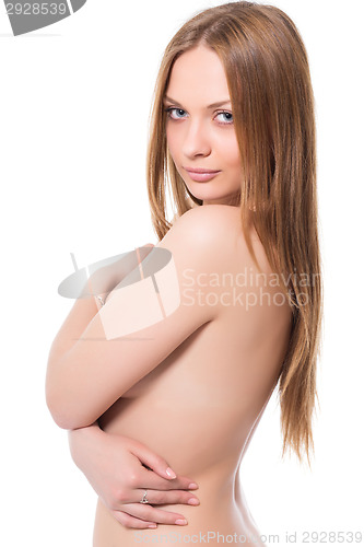 Image of Portrait of bare blond woman