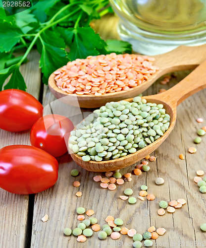 Image of Lentils red and green with tomato and parsley