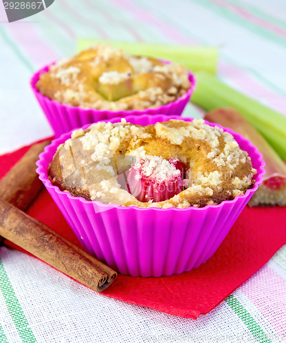 Image of Cupcakes with rhubarb on a napkin