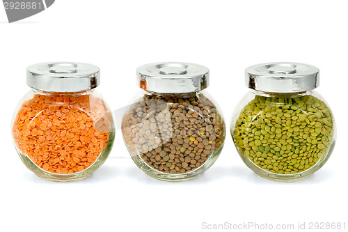 Image of Lentil different in glass jars