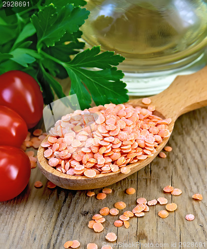 Image of Lentils red with tomato on the board