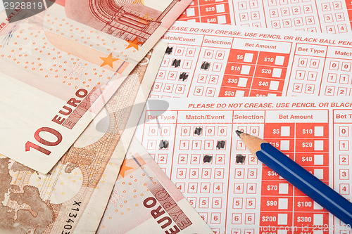 Image of Euro and sports betting slip