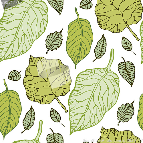 Image of Leaves. Seamless vector background.