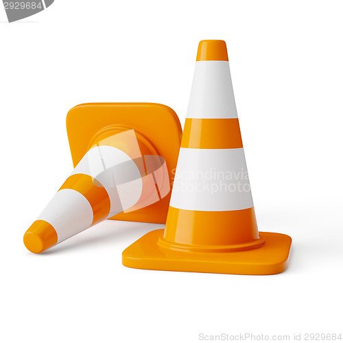 Image of Orange highway traffic construction cones